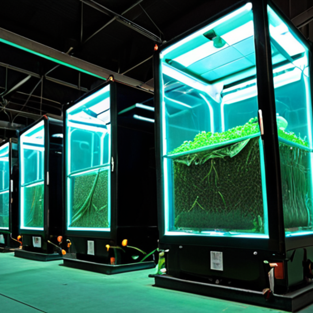 **Prompt:** A clean, modern indoor facility bustling with activity, showcasing Black Soldier Fly Larvae (BSFL) diligently processing organic waste. Visible elements include large transparent containers of larvae transforming food scraps, with futuristic pipes leading to outputs of green energy (e.g., glowing energy spheres, bioluminescent power lines). Emphasize the high-efficiency and innovative aspect of insects as "waste alchemists" converting trash into valuable resources, with a clean, almost sterile environment.
    *   **Focus:** Waste-to-Energy Transformation, BSFL, Efficiency