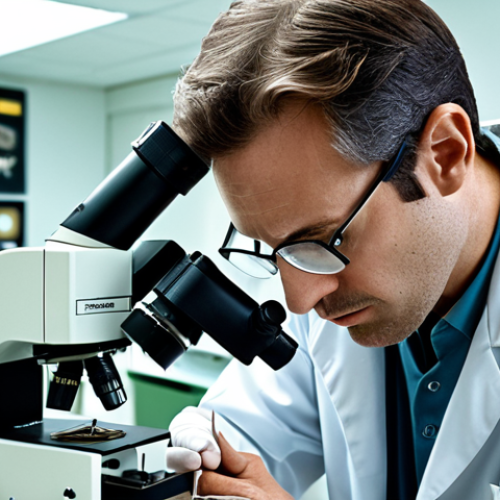 **

"A scientist in a lab coat studying insects under a microscope, surrounded by research equipment and insect specimens. The scene should convey scientific discovery and the importance of entomological research. Focus on laboratory environment and insect focused analysis."

**