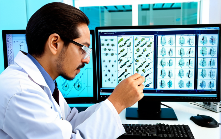 Genetic Modification of Mosquitoes for Disease Control**
"A team of scientists in a brightly lit, modern laboratory, fully clothed in lab coats, examining a mosquito under a microscope. The scene focuses on the mosquito's genetically modified DNA strand being visualized on a computer screen. Background shows advanced scientific equipment and charts. Safe for work, appropriate content, perfect anatomy, correct proportions, professional, modest, family-friendly, high quality scientific illustration."
**