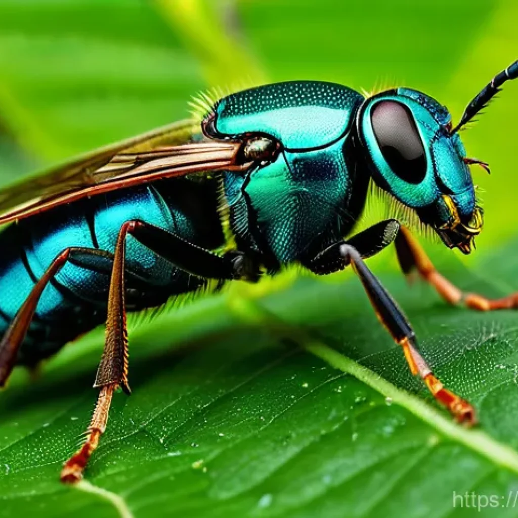 곤충 독성 연구 사례 - **Image Prompt 1: The Resilient Defender - Insect Toxicity for Survival**
A detailed macro shot ...