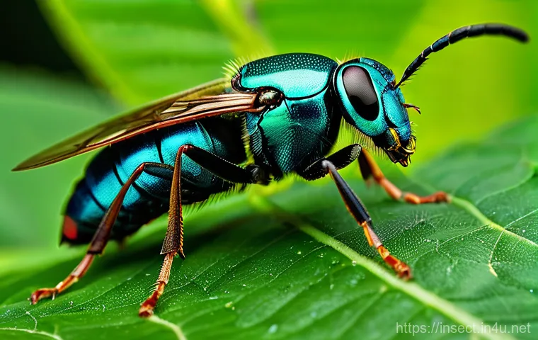 곤충 독성 연구 사례 - **Image Prompt 1: The Resilient Defender - Insect Toxicity for Survival**
A detailed macro shot ...