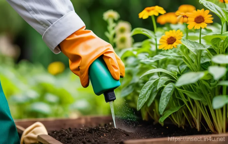 곤충 독 특징 및 활용법 - A highly detailed, photorealistic image depicting a scientist in a sterile laboratory setting, weari...